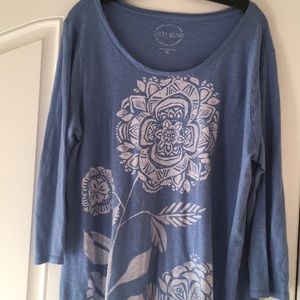 Lucky Brand XL Blue Flowered Top